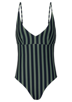 V-neck bathing suit in stripes