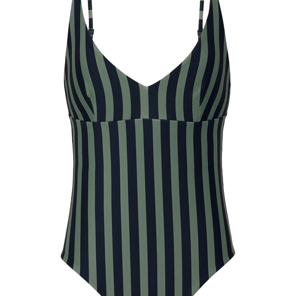 nagonstans アシンメトリー swim tops 新品 V-neck-stripe-